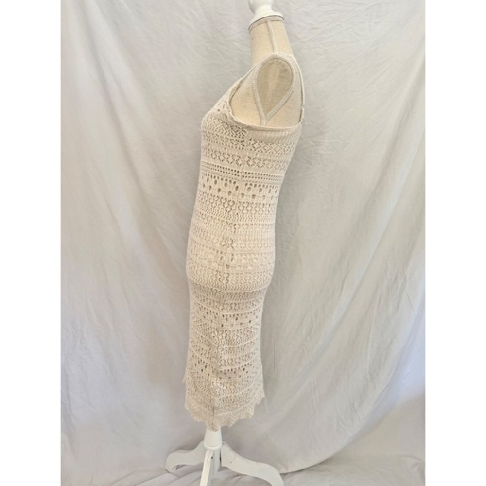 Freshman 1996 Ivory Crochet Knit Bodycon‎ Dress Adjustable Straps Small - Picture 3 of 5